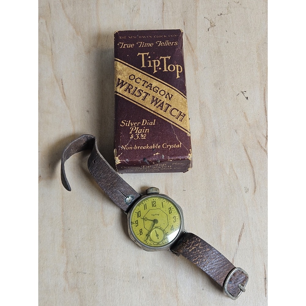 1926 New Haven Tip-Top Octagon Wrist Watch w/ Box For Repair Restoration